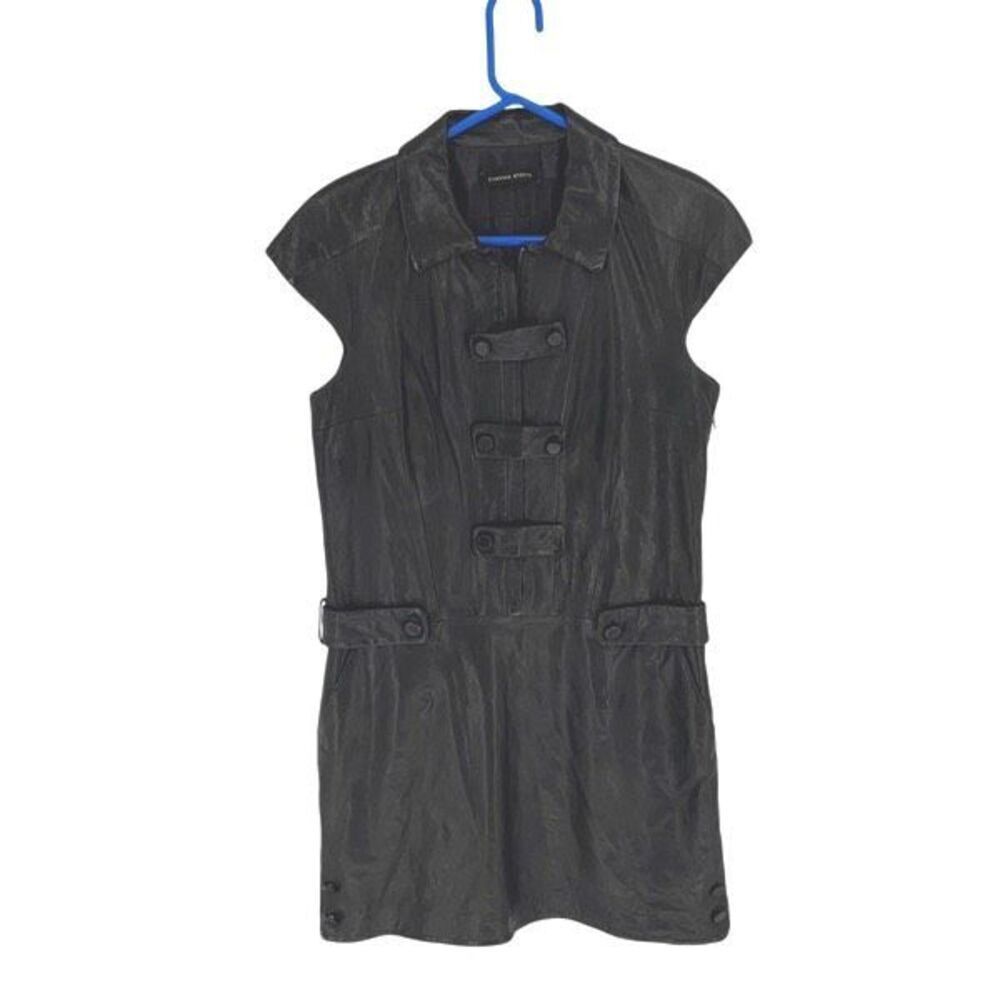Cynthia Steffe Womens Cap Sleeve Side Zip‎ Leather Mini Dress Black Size 4/6